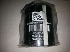 Zebra 02100BK08045 Wax Thermal Transfer Ribbon 80mm x 450M 2100 Series 3.15 in