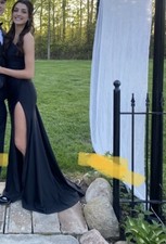 sherri hill prom dress 55011 black slit size 2!