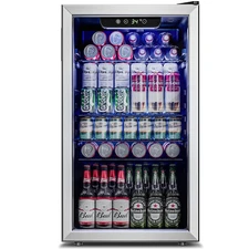 126 Can Beverage Refrigerator and Cooler with Glass Door Home Office Bar