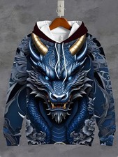 Dragon Full-Body Print Hoodie, Casual Style - Adults  Youth