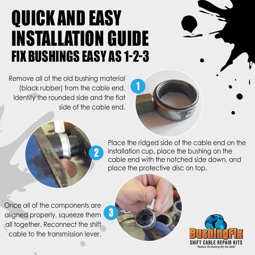BushingFix FM1KIT Transmission Shift Cable Bushing Repair Kit, Shifter Cable ... - Picture 6 of 7