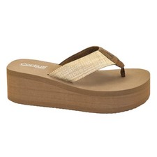Women's Corkys Footwear Wedge Flip Flop Sandals - TAKE A DIP - Raffia