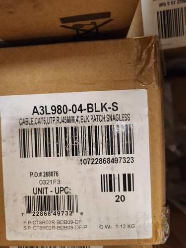 Belkin International Inc A3L980-04-Blk-S 4Ft Cat6 Snagless Patch Cable -25 boxes - 第 3/3 張圖片