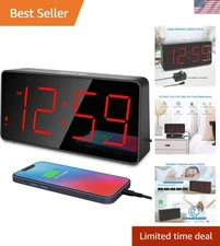 Multi-Display Alarm Clock with USB Port, 5 Volume Settings & Brightness Control
