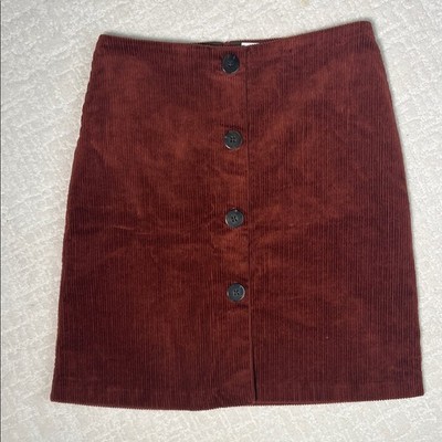Simons Contemporaine corduroy rust brown lined button accent pencil skirt 4