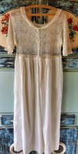 Gorgeous Antique Cotton Nightgown w/ Fancy Crochet Bodice - Wonderful - M/L