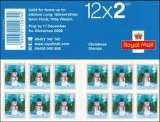 Christmas Booklet 2nd Class 12 Snowman Royal Mail Great Britain UK Mint MNH 2006