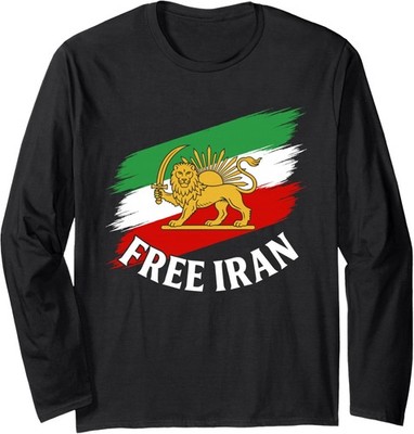Free Iran Iranian Flag Lion Support People Help Long Sleeve T-Shirt