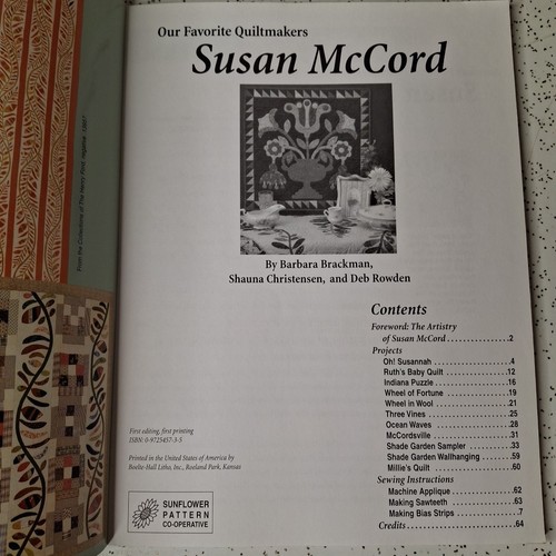 The Unforgettable Artistry Indiana Quilter Susan McCord Paperback With Paterns - Picture 4 of 7