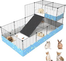 2-Story Guinea Pig Cages with Tarp, Large C&C Loft Cage for Rabbit Bunny