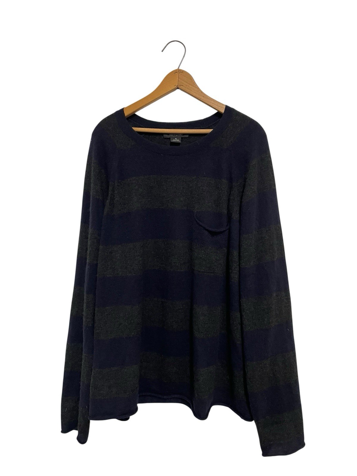 Bloomingdale’s Men’s 100% Cashmere Sweater Lightweight Striped Blue Gray XL