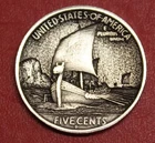 HOBO Buffalo Nickel Viking Longboat Made from a Real US Buffalo Nickel