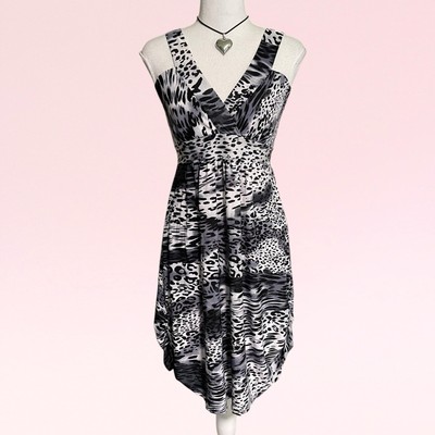 vintage y2k gray leopard scene emo fairy grunge goth halter babydoll dress S