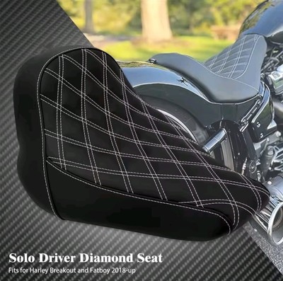 Schwarzer Fahrer Solo Sitz vorne mit weiß für Harley Breakout FXBR Fat Boy 2018-2023
