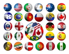 SOCCER BALLS (WORLD) 29 Paper stickers per sheet 1.5" x 1.5" around there