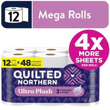 Ultra Soft 3-Ply Toilet Paper 12 Mega Rolls 255 Sheets Per Roll
