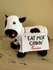 Chick-fil-A Cow Plush Eat More Chicken 6" With Sign Advertising Stuffed Animal