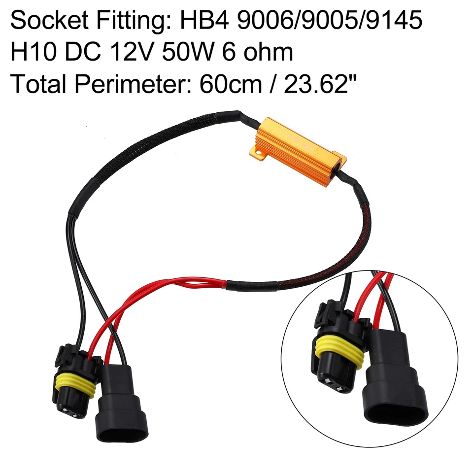 Pack de 2 Adaptador de Resistencia de Carga Señal de Giro Frontal LED HB4 9006 9005 9145 H10 Foto 3 de 4