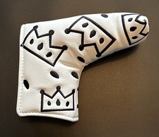 Crown Golf Putter Head Cover - White - Embroidered - New