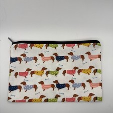 Dachshund print themed zipper makeup bag, portable travel wiener dog for women