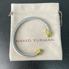 David Yurman cuff bracelet with peridot, suitable for wrists 6-7 inches