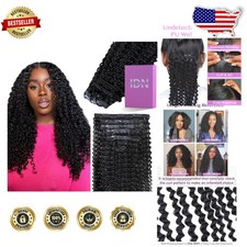 Natural Black 14" 110g 7pcs Seamless Clip In Human Hair 4c Afro Kinky Curly Remy