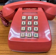 Vintage Japan Pink / Red Push Button Telephone 1980s Showa Retro Home Decor