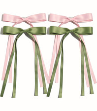Hair Clips with Tassels, Ribbons and Bowknots - 4pcs Long Tail Claw Clips with B