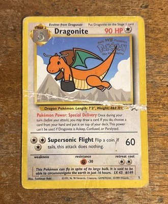 1999 Pokemon Black Star Promo The First Movie #5 Dragonite Damaged