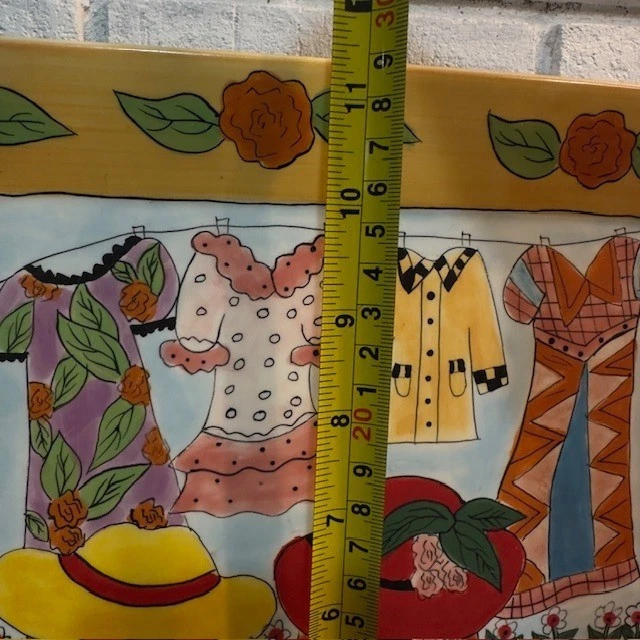 Susan Paley Ganz Ladies Club Yard Sale Decorative 11" Plate Square Yellow Roses - Image 4 of 4