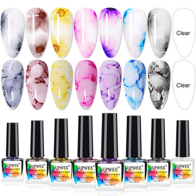 Blooming Nail Polish Watercolor Ink Marble Nail Art Blossom Effect | Manicure fo