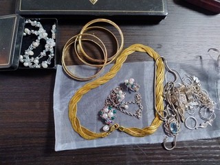 Große Konvolut an Silber Schmuck Ketten Ohrringe Anhänger 925 835.