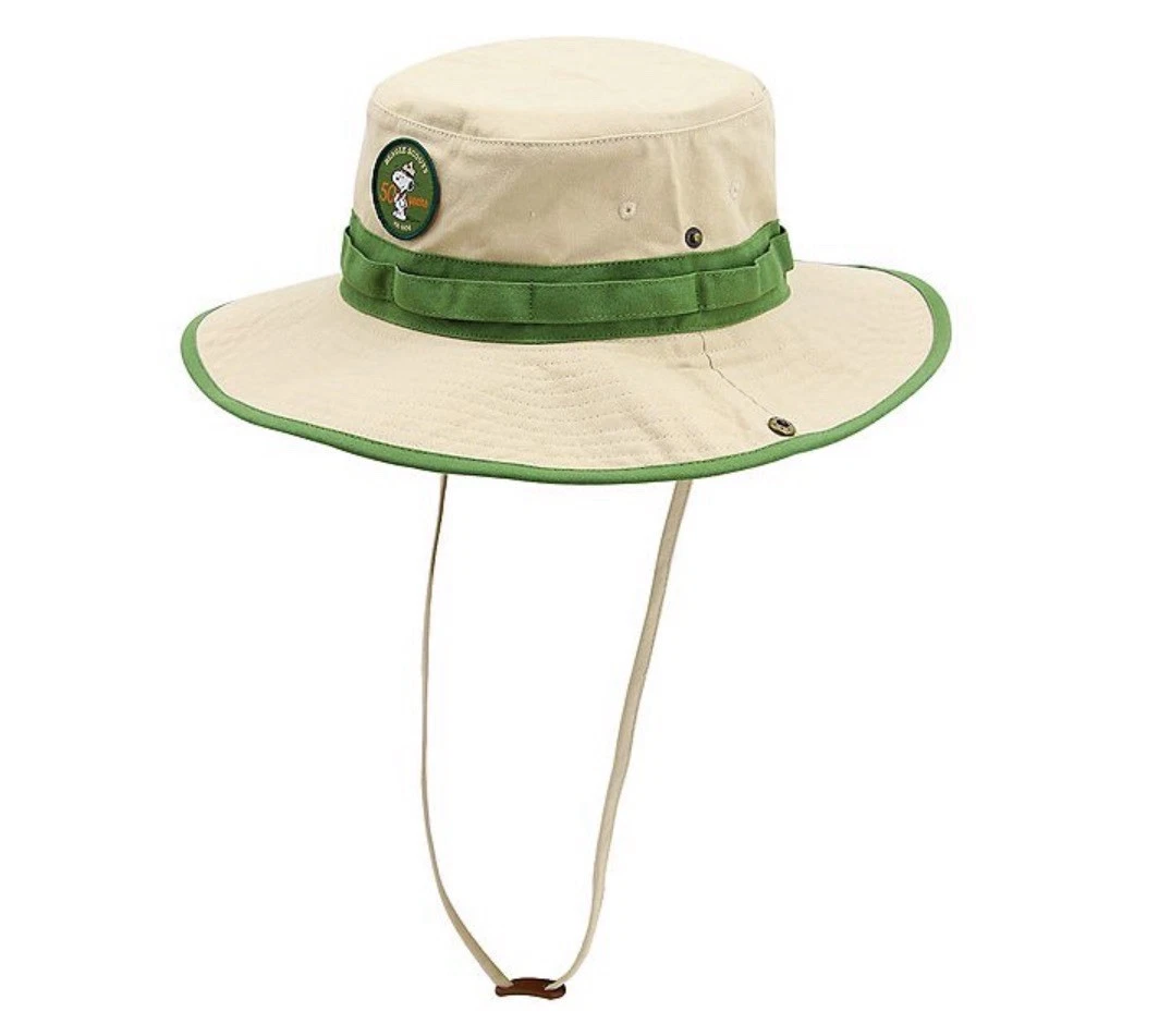 Peanuts SNOOPY 50th Beagle Scouts Bucket Hat Bonnie Camp Fishing HAT Adult S/M