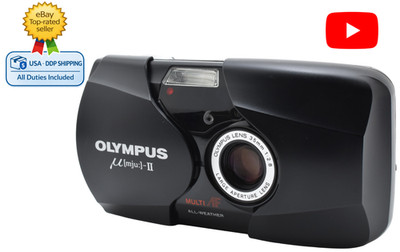  [NEAR MINT] Olympus μ mju II Black 35mm Point & Shoot Film Camera From JAPAN
