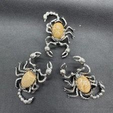 10pcs Natural Picture Stone Scorpion Pendants Necklace Jewelry Making 28x32mm