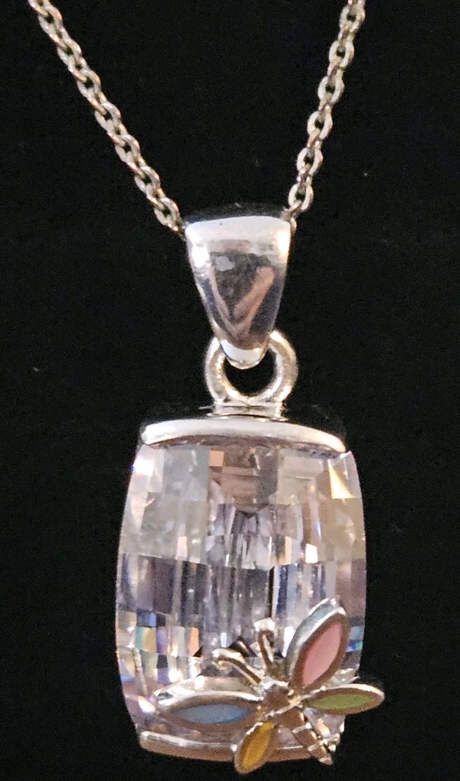 925 Rectangle Crystal Colored Stone Butterfly Nec… - image 7