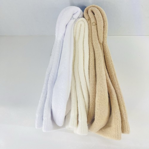 Adidas Super Soft Comfy Tan White Beige 3 Pair Crew Socks Large W 10-13 M 8-12 - Picture 4 of 9
