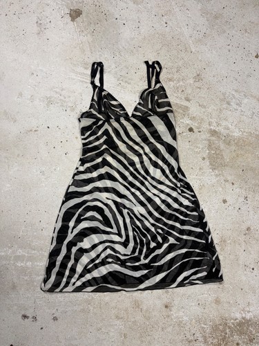 Mini robe années 2000 Dolce & Gabbana sous vêtement maille imprimé zèbre M - Photo 1/12
