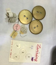 Assorted Vintage Multi colored light buttons (gold, white, pink, clear) #9