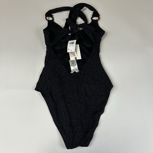 NEW Jessica Simpson One Piece Swimsuit Size Small Black Orange Sparkle #069 - Picture 4 of 4