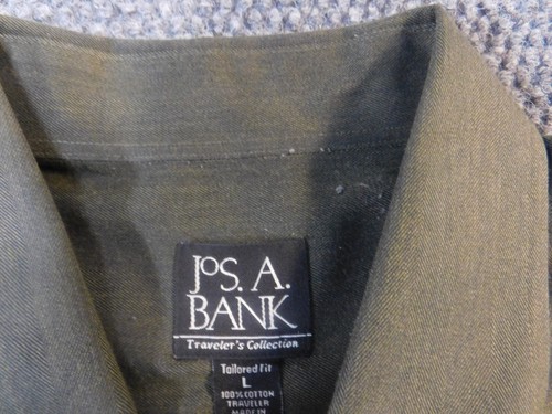 Jos A Bank MEns Shirt Large green Travelers Collection regular - Picture 4 of 10