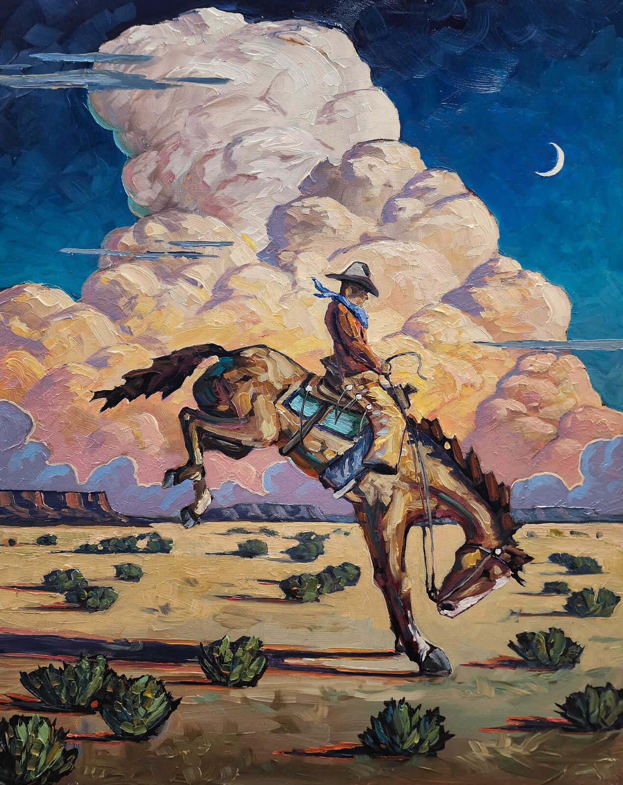 PRINT Western Hawkins Cowboy Canvas Art Signed Impressionism Style Giclee 1022CB