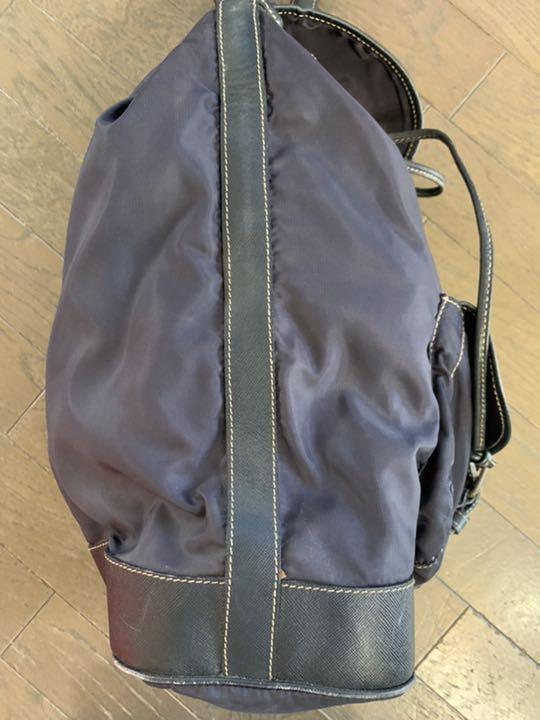 PRADA Navy Blue Nylon Shoulder Bag with Zipper Pocket From