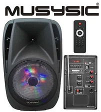 MUSYSIC Portable 8" Power Speaker System Bluetooth Rechargeable LED Light MU-F8B