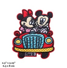 Mickey And Minnie Mouse in Car Cartoon Characters Embroidered Iron On Patch