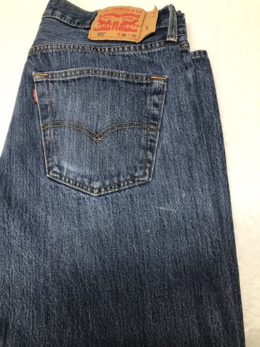 Levis 501 jeans mens 33x32 Straight button fly blue all cotton denim - Picture 7 of 14