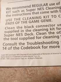 Nintendo NES Cleaning Kit Instruction Manual Important Read This Info
