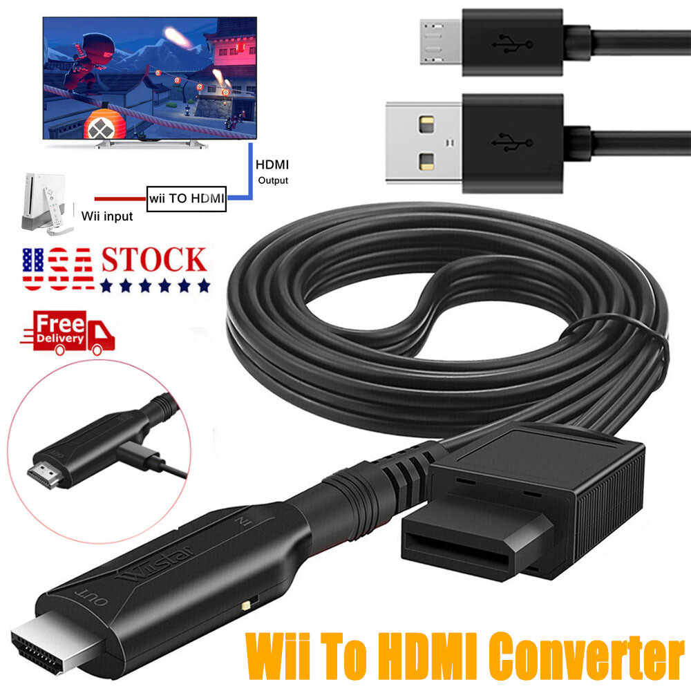 Wii to HDMI Adapter Converter USB Cable High HD Plug&Play for