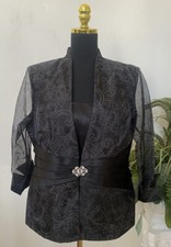 NWT R M Richards Women s Shimmer Black 2 Pc Formal Evening Jacket Sz 14, 129