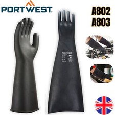 Portwest Latex Gauntlet Rubber Gloves Heavyweight Chemical Resistant A803 & A802